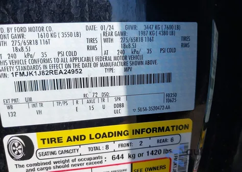 2024 Ford Expedition Xlt Max z USA, uszkodzony, nr VIN 1FMJK1J82REA24952